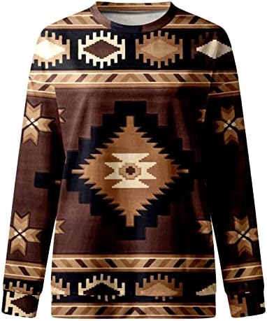 Xiaxogool מערבי אצטק חולצות שרוול ארוך לנשים בתוספת טיז גרפי בגודל גודל סווטשירטס 2023 צמרות קיץ