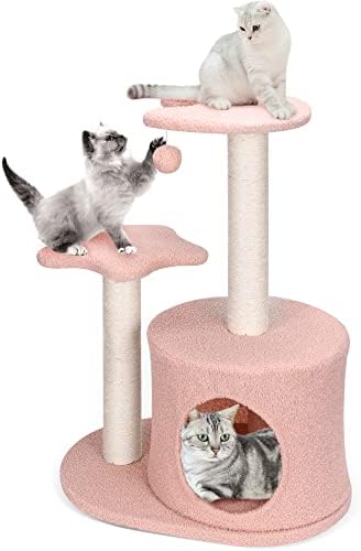 קטן חתול עץ ומגדל עבור מקורה חתולים סיסל-מכוסה גרוד חתול בית דירה רך פלטפורמת ומצחיק צעצועי חתלתול לשחק שאר 28.4 סנטימטרים