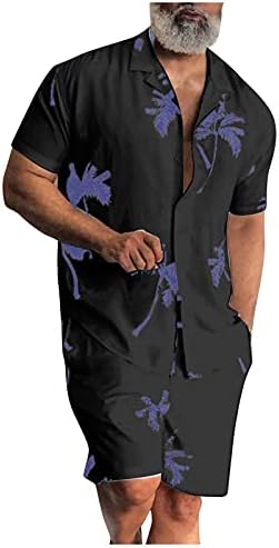 חליפות חולצה הוואי של Xiloccer Hawaiian 2021 תלבושת קיץ גברים מגברים גברים מזדמנים לגברים, חליפות חוף לחוף 2 חלקים