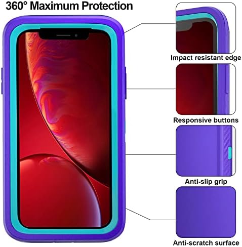 BYPABOX למארז ה- iPhone X/XS עם 2 זכוכית מחוסמת מגן מסך, כיסוי הגנה מפני גוף מלא, מארז טלפון כבד של Apple iPhone