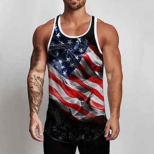 צוואר למעלה עבור גברים גברים מקרית גופיות אמריקאי דגל הדפסת שרוולים שרירים פטריוטית טיז מגניב מדף חזיית חולצות