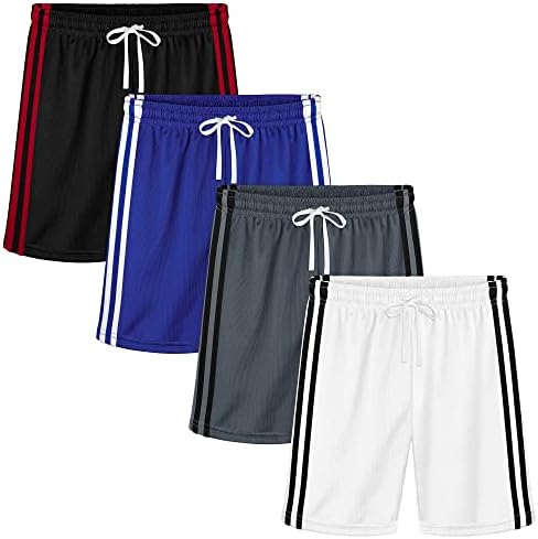 רסינטה 4 מארז פעוט בני רשת מכנסיים פעיל כדורסל מכנסיים קצרים עם שרוך מהיר יבש אתלטי ביצועים מכנסיים קצרים
