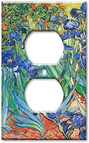 צלחות אמנות - ואן גוך: צלחת מתג איריס - כיסוי יציאה - 4.5 x 2.75 - העיצוב מודפס ישירות על צלחת קיר מתכת -