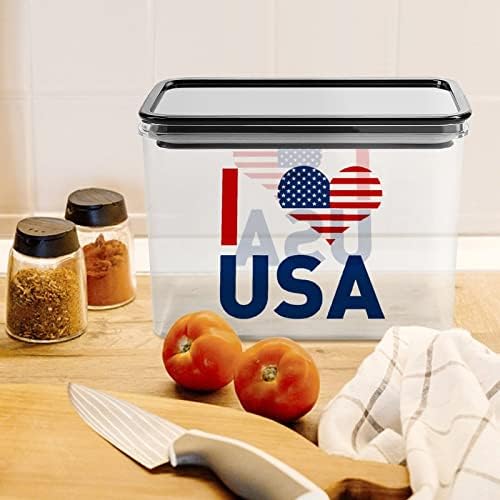 אני אוהב ארהב-דגל אחסון מכולות ברור פלסטיק תיבת עם מכסים לשימוש חוזר פחי מטבח דגנים חטיפים יבש מזון ג ' לי שעועית