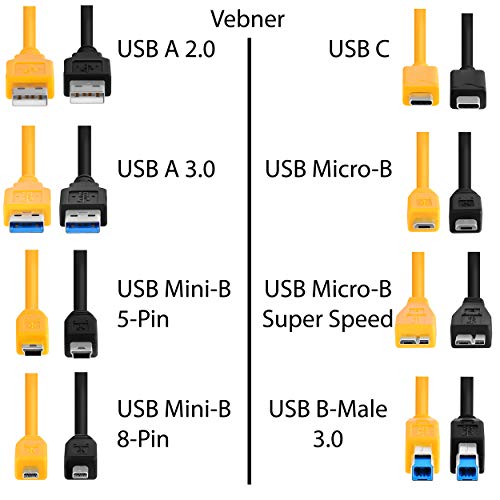 Vebner 20ft USB סוג C ל- USB סוג B 3.0 - כבל קשירה תואם ל- MacBook Pro, HP, Dymo, Epson, Brother, Xerox, Lexmark,