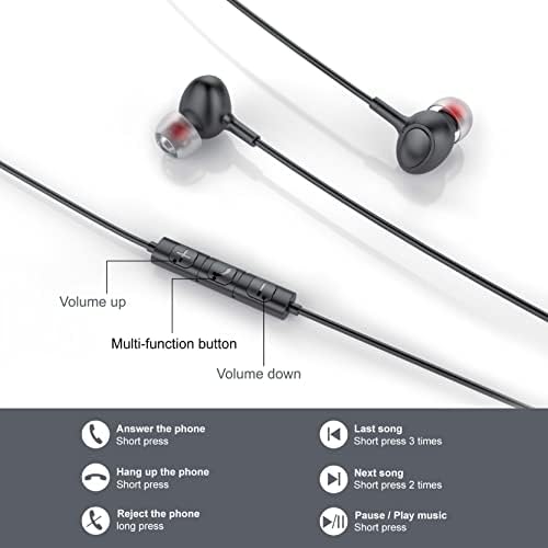 Rayhontech USB C אוזניות קוויות שחורות, באוזניות USB C באוזן עם מיקרופון, סוג C תואם ל- PC IPAD Pro Samsung OnePlus