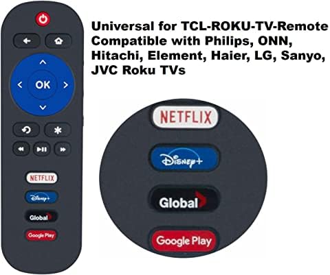 מרחוק אוניברסלי לכל טלוויזיה Roku, החלפה ל- TCL Roku/Onn Roku/Element Roku/Westinghouse Roku/Philips Roku/JVC