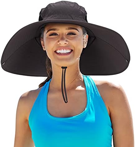 בגד גוף נשים סופר רחב שולי שמש כובע עד50 + עמיד למים דלי כובע לדיג, טיולים, קמפינג