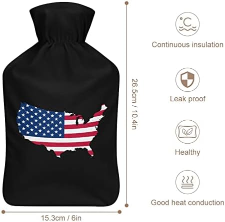 דגל אמריקה מפת זריקת מים קטיפה גומי שקית מים חמים בקבוק מים חמים ניידים