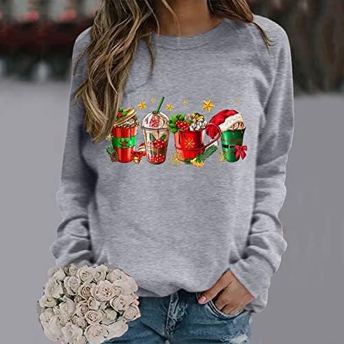 נשים מתגנדר צווארון עגול סוודר בבאגי סוודר טרנדי הסווטשרט סווטשירט חג המולד טוניקת למעלה ארוך שרוול חולצות פאון