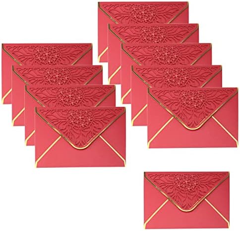 דניטה 10 יחידות 7.55.5 אדום הזמנה מעטפות מגולף עם פרח חלולים עיצובים מעטפת ברכה כרטיס לחתונה מסיבת יום הולדת