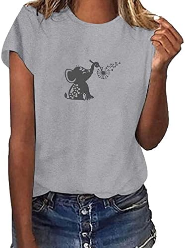 צמרות שרוול קצר של נשים שן הארי שן הארי הדפסים פרחוניים חולצות טירט חולצות סטרץ 'סטרץ' חמוד צמרות חיה מצחיקות 2023