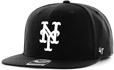 '47 ניו יורק מטס גברים נשים ללא זריקה קפטן מתכוונן כובע שחור / לבן