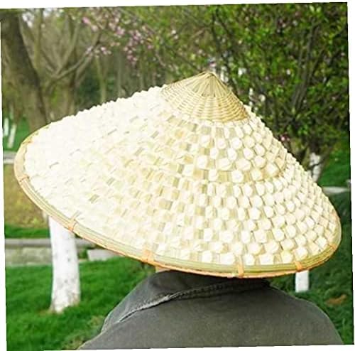 כובע חרוט במבוק קש קולי מקציף כובע חוף דיג חקלאי בגינה,בז', 42 על 15 סמ