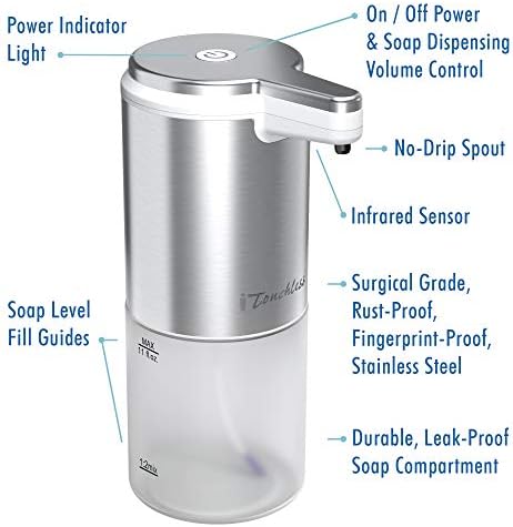 נירוסטה ללא נירוסטה Ultraclean Sensor Seavesser מתקן סבון קצף, נטול חלודה עם 28 FL. עוז. מילוי שטיפת ידיים מקציף ניחוח