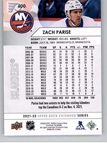 2021-22 סיפון עליון מורחב 600 זאק פריז ניו יורק תושבי ניו יורק NHL כרטיס מסחר בהוקי