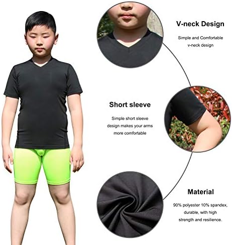 Lanbaosi לילדים חולצות דחיסה של ילד מהיר של הילד ספורט יבש תחתיות גופיות