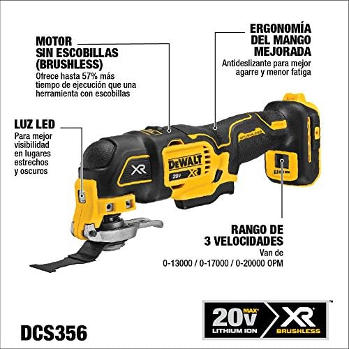 Dewalt 20V Max XR מתנדנד רב-כלים, מהירות משתנה, כלים בלבד ומוצרי כלים מתנדנדים, 3 חלקים