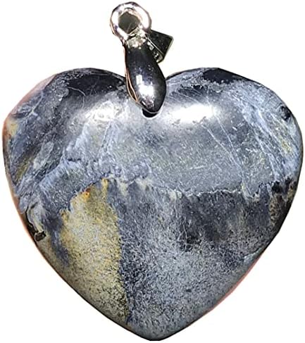 תליון אבן טבעי אבן תכשיט אבן קריסטל לנשים גברים אוהבים אנרגיה ריפוי מזל מתנה 28x30x10 ממ חרוזים בצורת לב כסף אבן