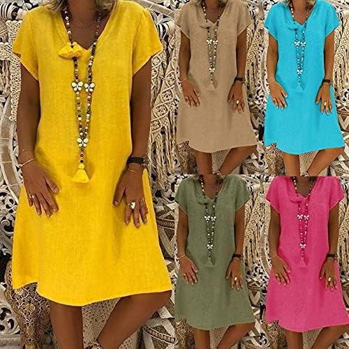 שמלות קיץ מזדמנות לנשים 2023 V צוואר שמלת חוף שרוול קצר