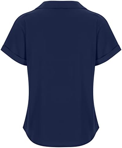 חולצות לנשים אופנה 2023, נשים של צוואר חולצה רופף זורם להסתיר בטן חולצת טי קצר שרוול חולצה