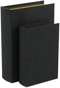 5729-2BK של צ'אנג קנטר קנטר פשתן סט קופסאות ספרים, שחור