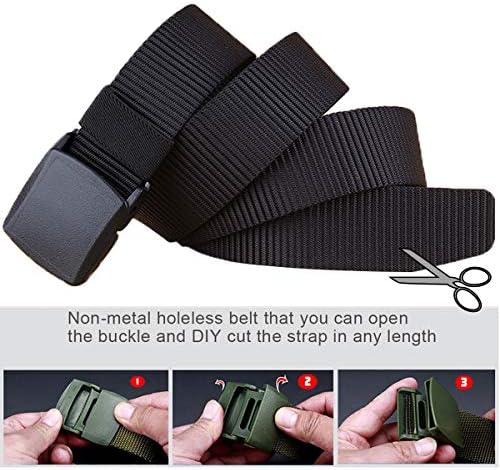 חגורת ניילון צבאית של Hoanan 2 Pack/ 3 חגורת ניילון צבאית, 1.25 אינץ 'ללא חגורה טקטי טקטי מתכת
