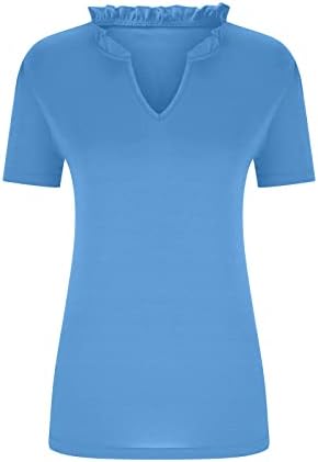קצר שרוול קיץ חולצות לנשים בסיסי לפרוע מוצק צבע חולצות קומפי רופף בכושר עגול צוואר טוניקת חולצות