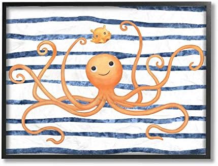 תעשיות סטופל תמנון אוקיינוס ​​חיה חיה תפוז כחול ילדים משתלת, עיצוב מאת האמן זיוואי לי קיר אמנות, 36 x 48, בד