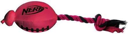 משגר כדורגל ניילון של Nerf Dog עם עיצוב אינטראקטיבי, נהדר להביא, משגר עד 75 רגל, יחידה יחידה, אדום, 13 אינץ '