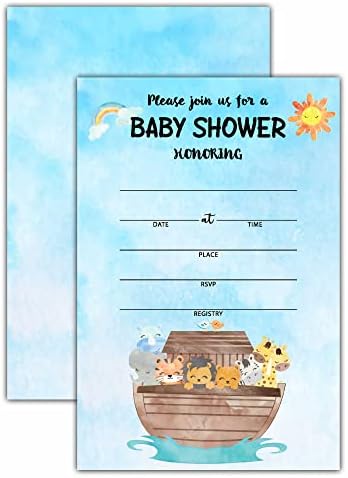 הזמנות למקלחת לתינוקות של טיאופונו נוח, ערכת אספקת מסיבות מגדרית, עיצוב כרטיסים ניטרלי מגדרי - 25 הזמנות דו צדדיות