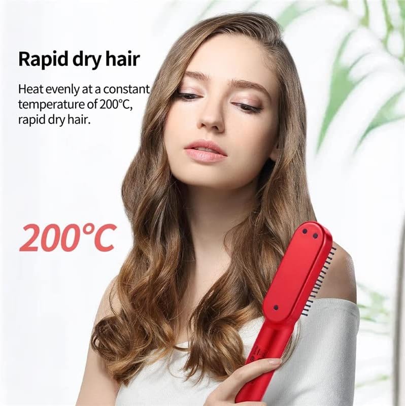 XDKLL מברשת שיער מברשת חמה מסרק חמה מחממה מברשת יישור שיער מחומם ללא פריז ללא חימום מהיר USB נטענת
