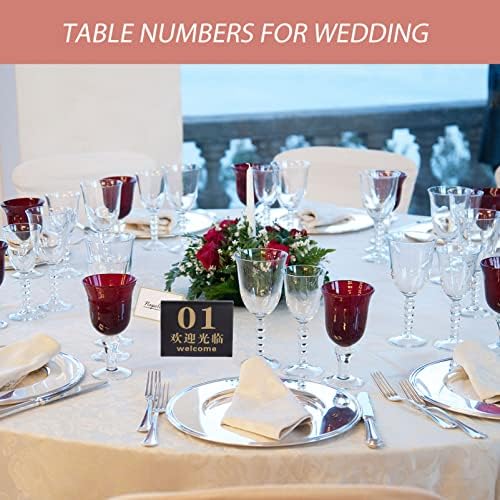 25 יחידות מספרי שולחן חתונה אקריליק מקום כרטיסי צד כפול 1-25 שמורות סימנים לחתונה קבלת יום נישואים תינוק