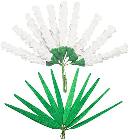 יצירות קוטור - פרחי נייר אהבה לבנדר - נייר לבן גבעולי לבנדר + דשא ארוך