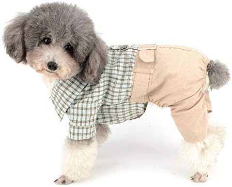 זוניאה כלבים קטנים סרבל סרבל חולצה משובצת כותנה 4 רגליים תלבושות מכנסיים תלבושות גור בריטי רומפרס אביב קיץ חיות