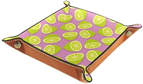 Lyetny Lime Summer Lemon תבנית ורוד מארגן מגש אחסון קופסת מיטה שליד קאדי שולחן עבודה מגש החלפת ארנק מפתח קופסת מטבעות מגש