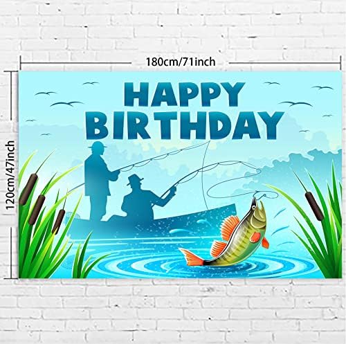 הלך דיג יום הולדת שמח באנר רקע דגי פישר דייג נושא דקור קישוטי עבור 1 מסיבת יום הולדת תינוק מקלחת פרישה-מסיבת דיג ספקי