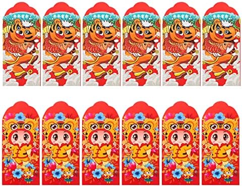 קסיו 12 יחידות קריקטורה אדום מעטפות 2022 אדום מנות סיני חדש שנה כסף כיסים 2040 אביב פסטיבל