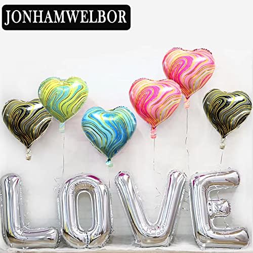 Jonhamhamwelbor 20 חבילה בלוני לב של שיש ורוד 18 אינץ