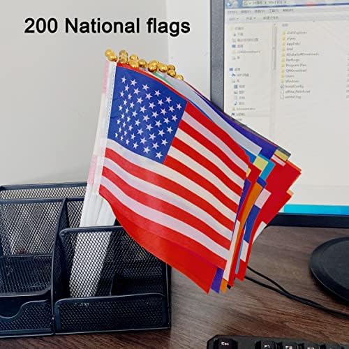 TSMD 200 מדינות דגל מקל עולמי בינלאומי דגלים מיני קטנים דגלים ביד, דגלי כל המדינות, 5x8 אינץ '