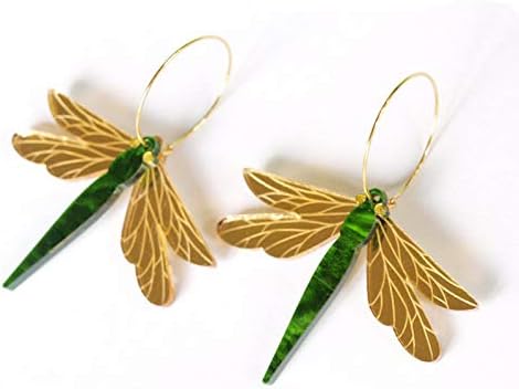חרקים עש פרפר זרוק עגילי אקריליק ירוק חמוד חיות שפירית אגף הצהרת אופנה חישוק להתנדנד עגילים לנשים בנות תכשיטים