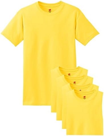 האנס מנס 5.2 אונקיות. חולצת טריקו מכותנה נוחות-צהוב-אקס-אל-5 חלקים