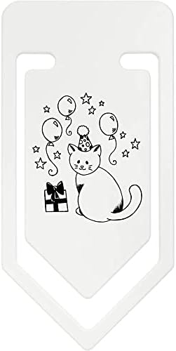 Azeeda 91 ממ 'חתול יום הולדת' קליפ נייר פלסטיק גדול