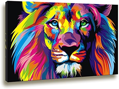 אמנות קיר גדולה ציור מודרני קישוט קיר קישוט קיר תמונות אריות צבעוניות אמנות מודפסות על בד לעיצוב קיר בסלון - גודל: