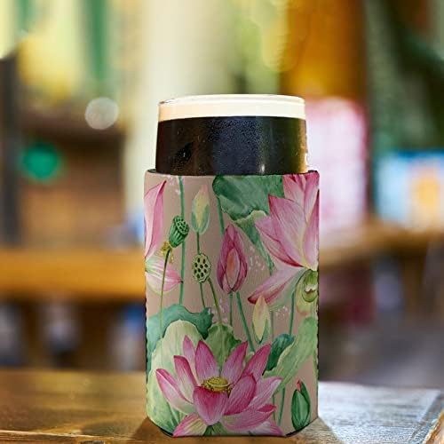 צבעי מים לוטוס פרחים לשימוש חוזר כוס שרוולים אייס קפה מבודד מחזיק כוס עם חמוד דפוס עבור חם קר משקאות