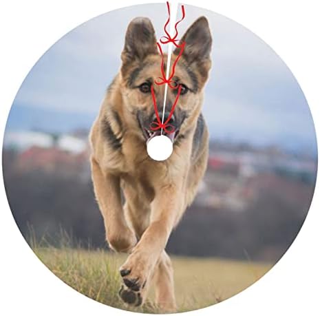 חצאית עץ חג המולד 48 - ריצת רועה גרמני כלב חג המולד מחצלת עץ לקישוט חג המולד קישוטים למסיבה לשנה החדשה קישוטי חג מפלגה