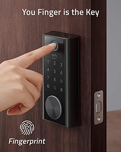 Eufy Security S230 נעילה חכמה Touch & Wi-Fi, סורק טביעות אצבע, מנעול דלת כניסה ללא מפתח, מנעול Wi-Fi חכם, Bluetooth אלקטרוני