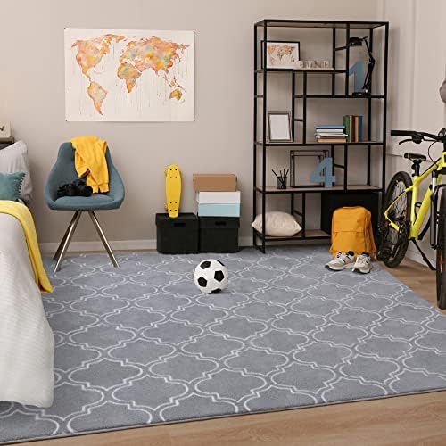 שטיח אזור מודרני גיאומטרי של צ'יקראוג גיאומטרי לחדר שינה, קצף זיכרון 4x6 רגל שטיח מקורה, שטיח פלאפי מרוקאי לסלון עיצוב