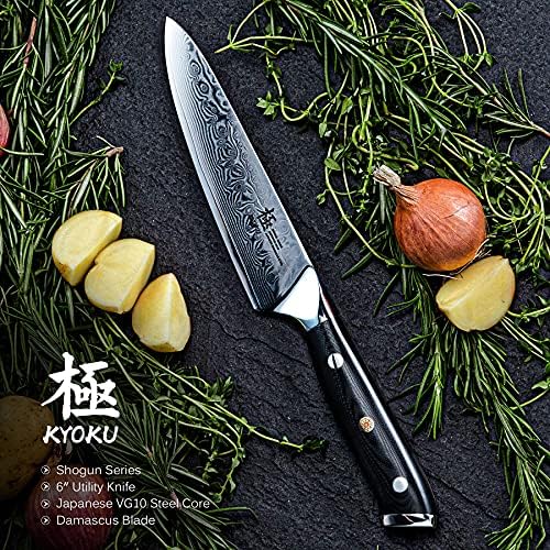 קיוקו 6 סכין שירות + 8 סכין לחם משונן + 5 סט סכיני סטייק לא משונן - סדרת שוגון-יפני 10 ליבת פלדה מזויפת להב דמשק