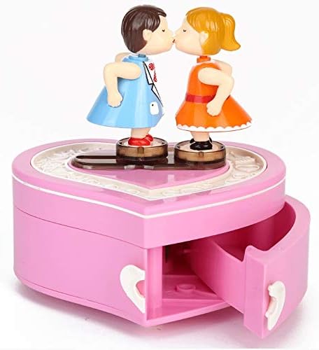 Klhhg זוג בובה בובה קופסת רדיו שעון שעון נערה מנגנון מוסיקה מנגנון ידני חתונה